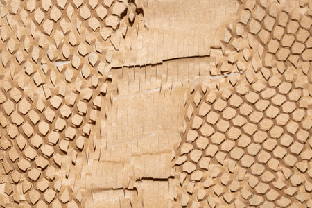 Cardboard Paper Screwed Crunched up Box Packaging with Honeycomb Pattern Close up for Background