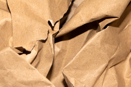 Cardboard Paper Screwed Crunched up Box Packaging Recycled Close up for Backgroundの写真素材