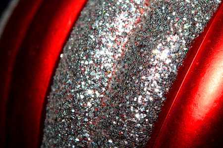 Red Bauble Glitter Close Up Abstract Festive Background