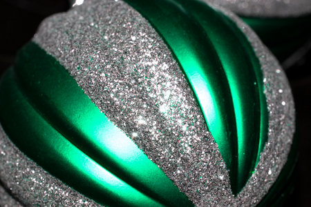 Green Bauble Glitter Close Up Abstract Festive Background