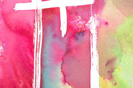 Explosion of Watercolor Paint Rainbow Background With Circles and Swirls Pop of Colorの写真素材