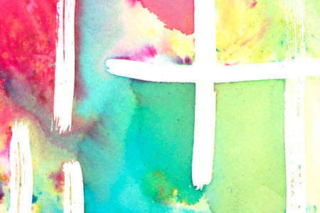 Explosion of Watercolor Paint Rainbow Background With Circles and Swirls Pop of Colorの写真素材