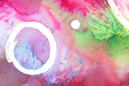 Explosion of Watercolor Paint Rainbow Background With Circles and Swirls Pop of Colorの写真素材