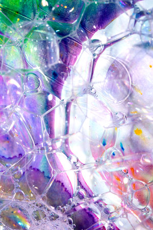 Creative Vibrant Rainbow Water Bubble and Watercolour Background Abstract Colour
