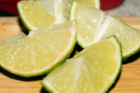 Close up of Sliced Lime on Chopping Board