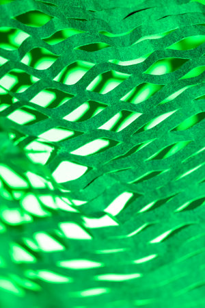 Corrugated Cardboard Abstract Textured Green Ridged Paper Backgroundの写真素材