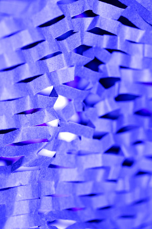 Corrugated Packaging Card Abstract Textured Blue Ridged Paper Backgroundの写真素材
