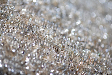 Shiny Silver Tinsel Close Up of Metal Filings Sparkling Close upの写真素材