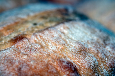 Close Up Macro of a Bread Roll Top Fluffy Bakingの写真素材