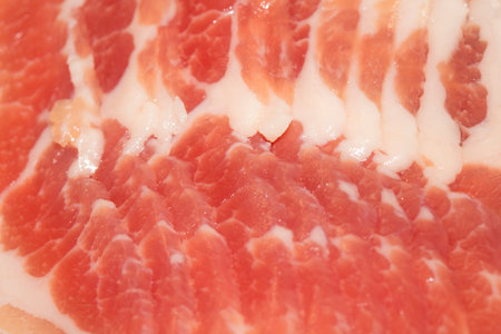 Close Up of Bacon Meat Slices Juicy Pork