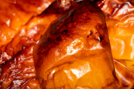 Close up of a Roasted Skin of Vegetable Pepper Abstract Roast Crispy and Juicy Backgroundの写真素材