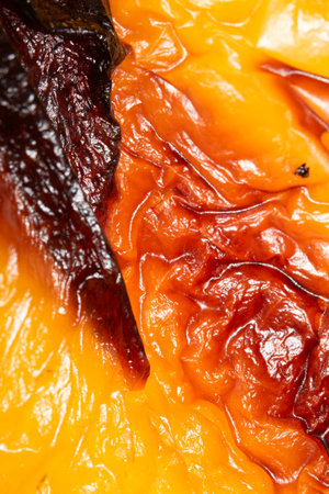 Close up of a Roasted Skin of Vegetable Pepper Abstract Roast Crispy and Juicy Background