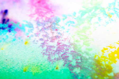 Vibrant Watercolor and Crayon Paint Background Multicoloured Close Up Creative and Arttisticの写真素材