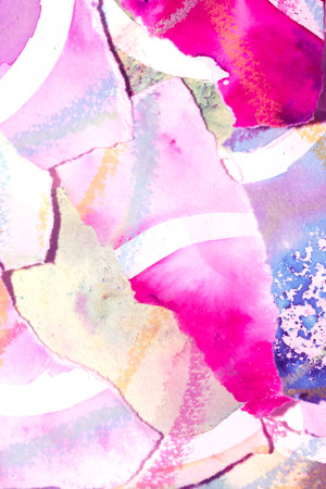 Abstract Watercolor Background Ripped Up and Torn Multicolour Rainbow Fragment of artwork.の写真素材