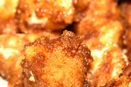 Fried Chicken Pieces With Seasoned Batter Close Up