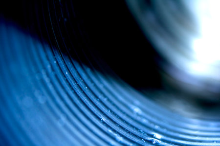 Abstract Geometric Metal Lines Swirl Industrial and Electronic Technology Backgroundの写真素材