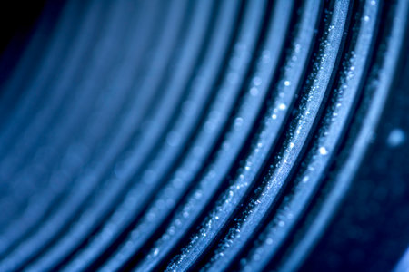 Abstract Geometric Metal Lines Swirl Industrial and Electronic Technology Backgroundの写真素材