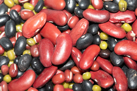 A Close Up of Dried Mixed Beans and Pulses on a White Background