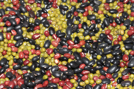 A Close Up of Dried Mixed Beans and Pulses on a White Background