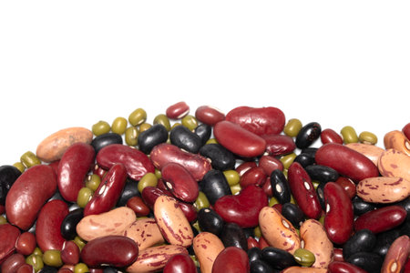 A Close Up of Dried Mixed Beans and Pulses on a White Background