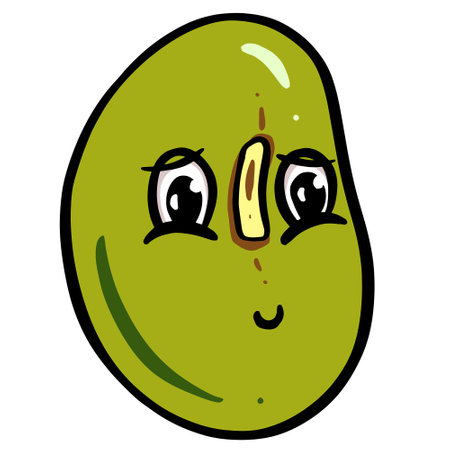 Cartoon green olives with eyes. Vector illustration on white background.のイラスト素材