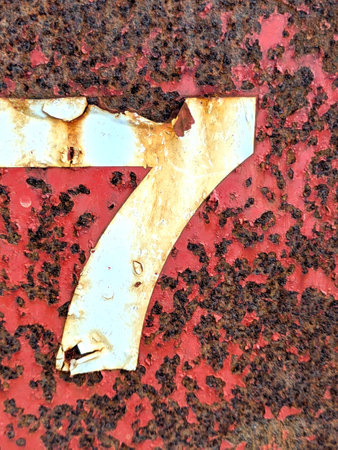 Written Wording in Distressed State Typography Found Number seven, 7の写真素材