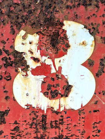 Written Wording in Distressed State Typography Found Number eight 8の写真素材