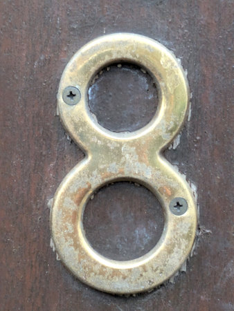 Written Wording in Distressed State Typography Found Number eight 8