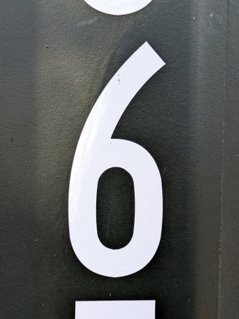 Written Wording in Distressed State Typography Found Number six 6の写真素材