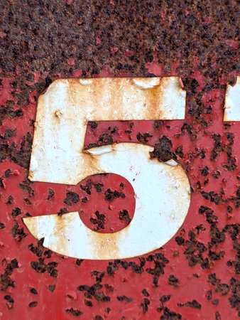 Written Wording in Distressed State Typography Found Number 5の写真素材