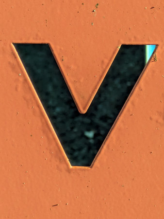 Written Wording in Distressed Typography Found Letter Vの写真素材