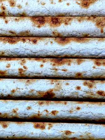 A Close up of Rusty Corrigated Industrial Iron Lined Metal Background