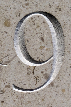 Written Wording in Distressed State Typography Found Number 9の写真素材