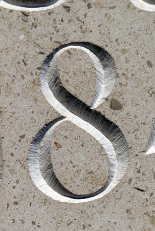 Written Wording in Distressed State Typography Found Number 8