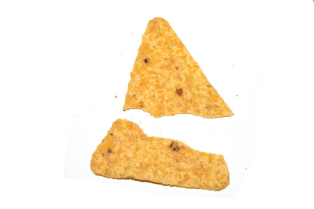 Close Up of Nacho Corn Crisp Chip Triangle Shape Snack