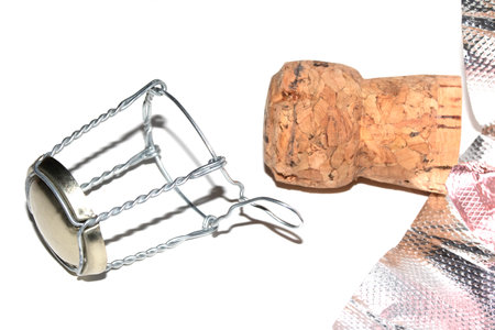 Cork Popping on a White Backgroundの写真素材