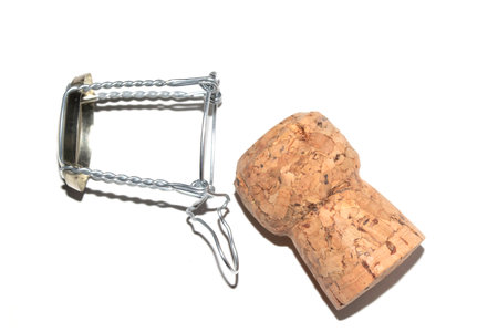 Cork Popping on a White Backgroundの写真素材