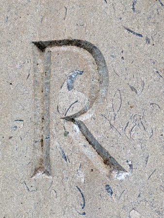 Written Wording in Distressed State Typography Found Letter Rの写真素材