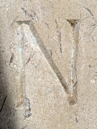 Written Wording in Distressed State Typography Found Letter Nの写真素材