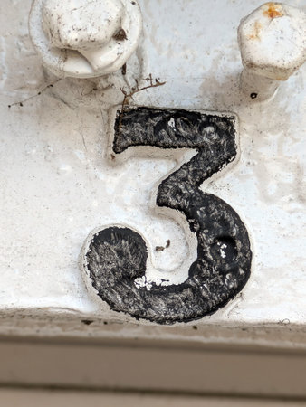 Written Wording in Distressed State Typography Found Number Letter 3 Three
