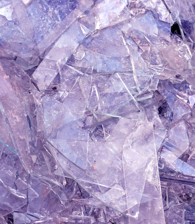 Close up of smashed glass abstract background splintered shardsの写真素材