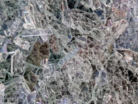 Close up of smashed glass abstract background splintered shards