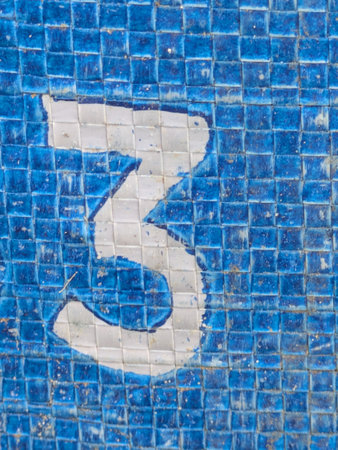 Written Wording in Distressed State Typography Found Number Letter 3 Threeの写真素材