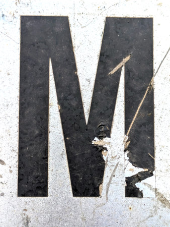 Written Wording in Distressed State Typography Found Ransom Letter M