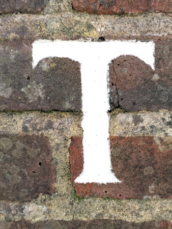 Written Wording in Distressed State Typography Found Letter T