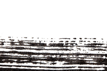 Monochrome Black Ink Wash Gentle Gradient Background with Splash Drip Lines and Greys on Paper Grainの写真素材