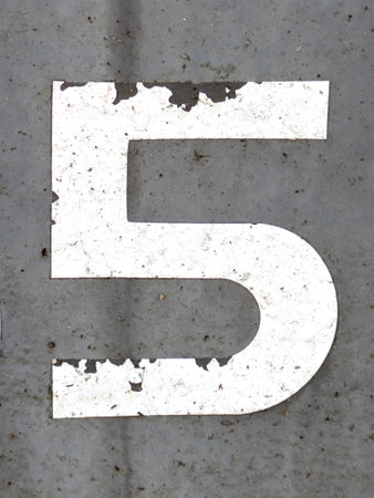 Written Wording in Distressed State Typography Found Number 5 Fiveの写真素材