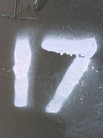 Written Wording in Distressed State Typography Found Ransom Number Seventeen 17の写真素材