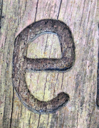 Written Wording in Distressed State Typography Found Letter Eの写真素材