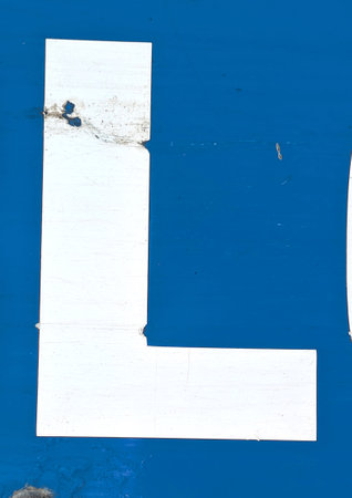 Written Wording in Distressed State Typography Found Letter Lの写真素材